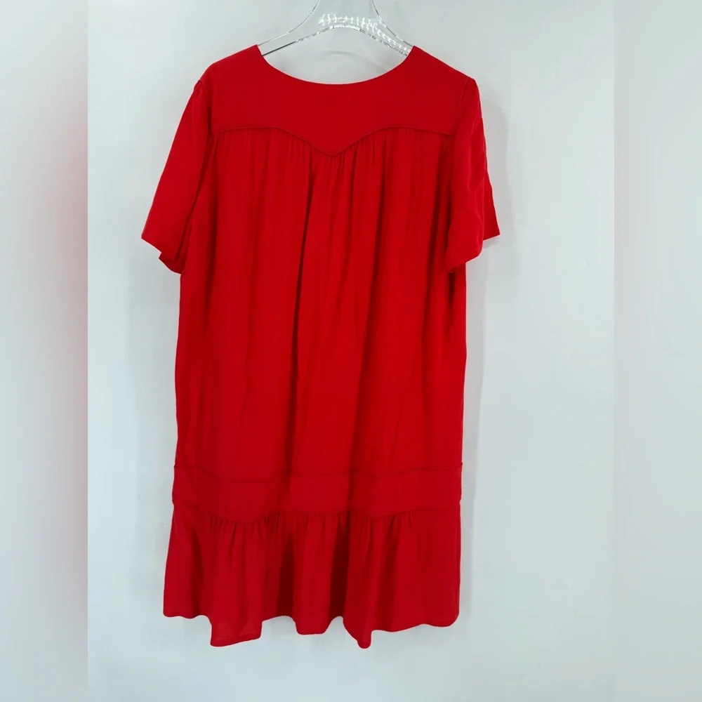 ba&sh Red Short Ruffle-Hem Mini Dress - Picture 2 of 6